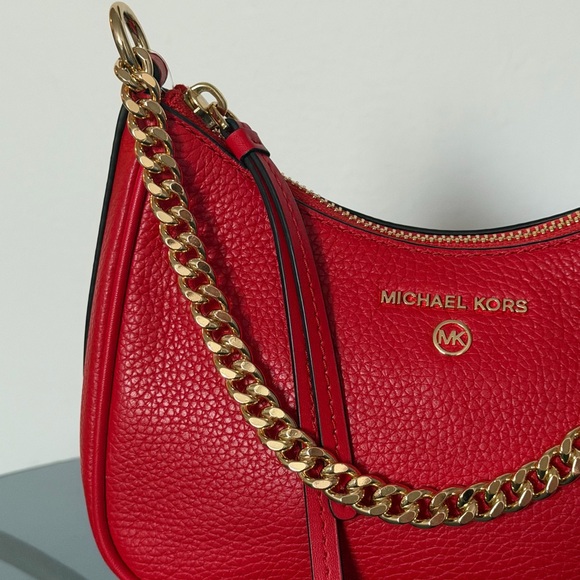 Michael Kors Red Shoulder Bag with Gold Chain - Picture 3 of 4
